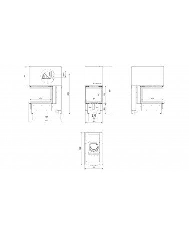 Insert cheminée NBU 11 3 côtés vitrés ouverture relevable