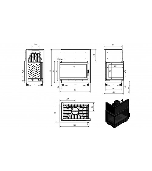 Insert cheminée OLIWIA 18 BS DECO vitre à gauche