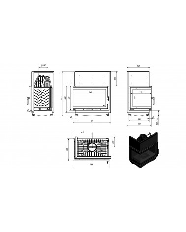 Insert cheminée OLIWIA 18 BS DECO vitre à gauche