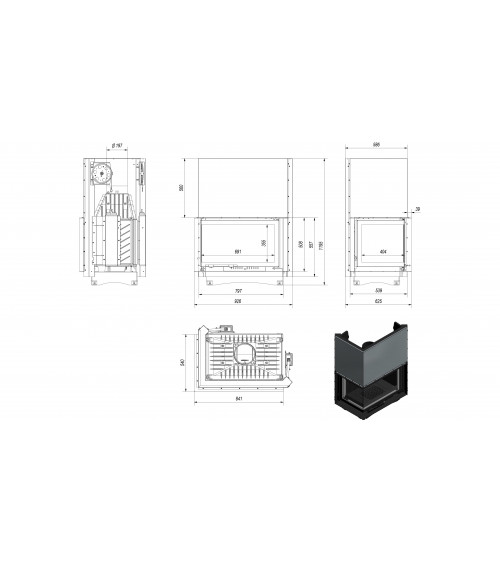 Insert cheminée OLIWIA 18 BS vitre à gauche ouverture relevable