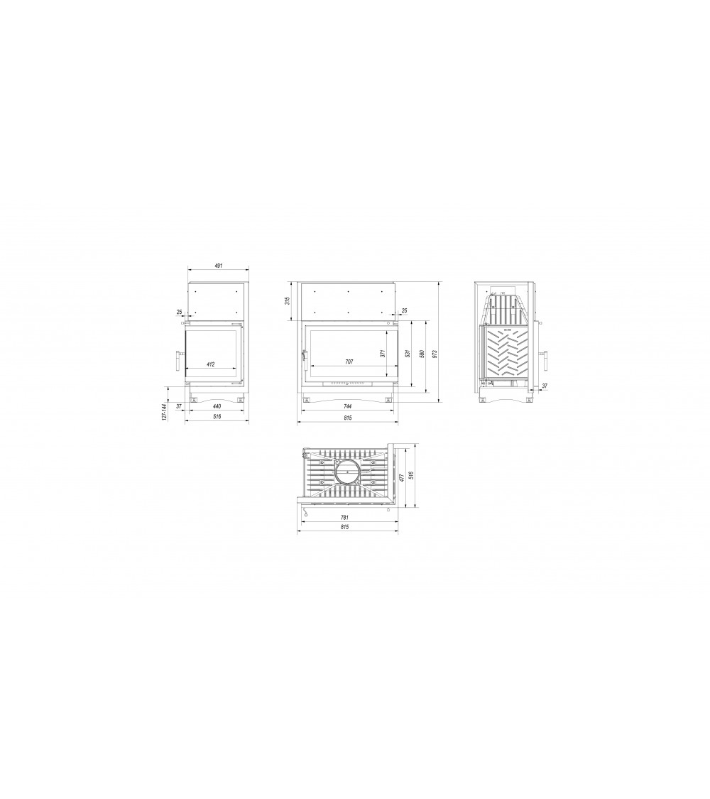Insert cheminée OLIWIA 18 vitre à droite Insert cheminée OLIWIA 18 vitre à droite