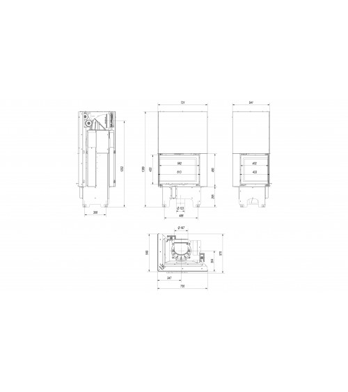 Inserto para chimenea VN 480/480 BS cristal en el lado izquierdo puerta de guillotina