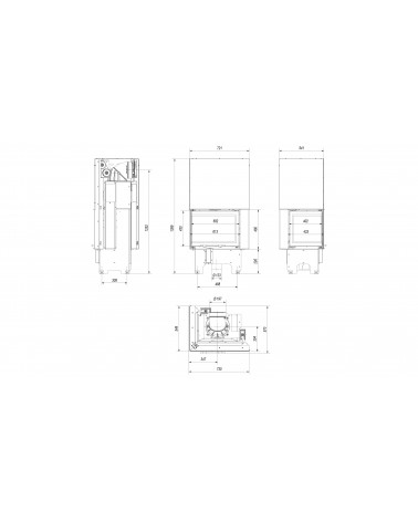 Insert cheminée VN 610/430 BS vitre à gauche ouverture relevable