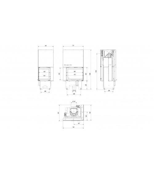 Inserto para chimenea VN 610/430 BS cristal en el lado izquierdo puerta de guillotina