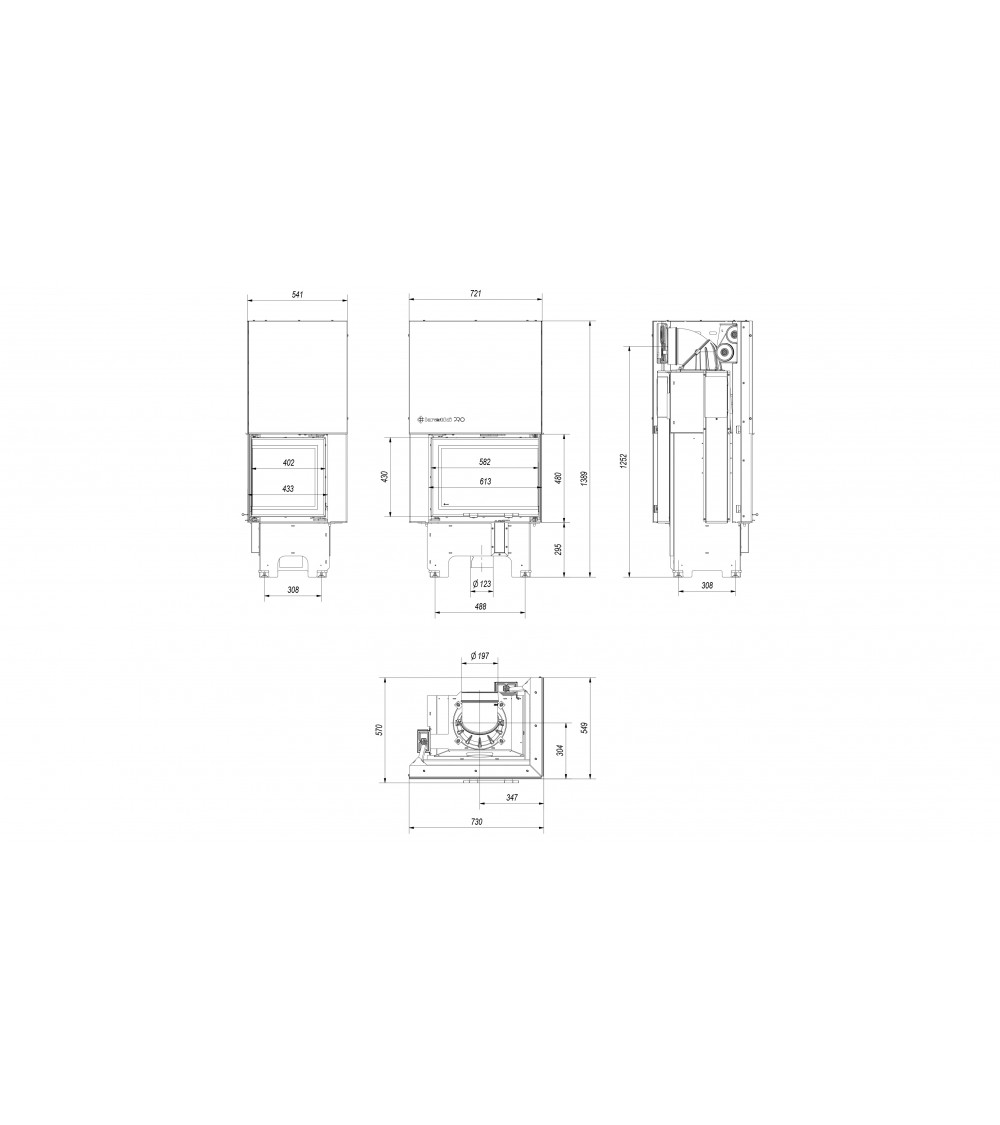 Inserto para chimenea VN 610/430 BS cristal en el lado izquierdo puerta de guillotina