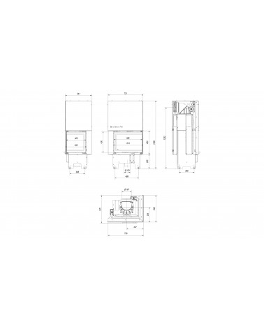 Inserto para chimenea VN 610/430 BS cristal en el lado izquierdo puerta de guillotina