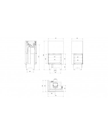 Insert cheminée VN 700/480 BS vitre à gauche ouverture relevable