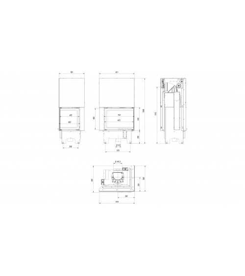 Inserto para chimenea VN 700/480 BS cristal en el lado izquierdo puerta de guillotina