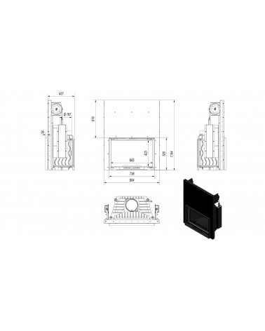 Inserire l'angolo camino Trivision 10 kw