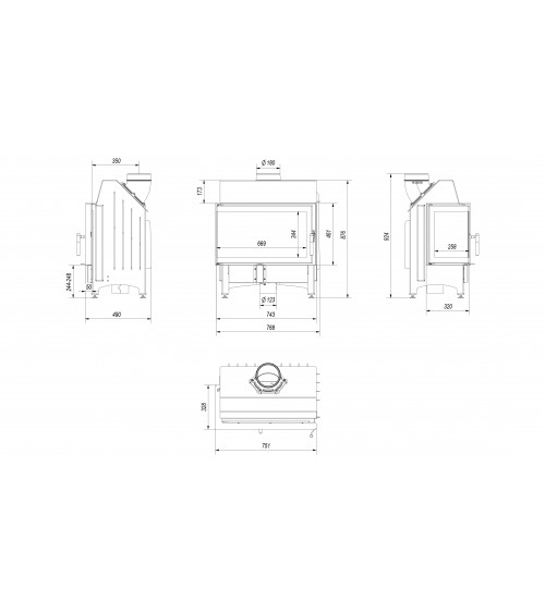 Insert cheminée ZIBI 12 BS vitre à gauche