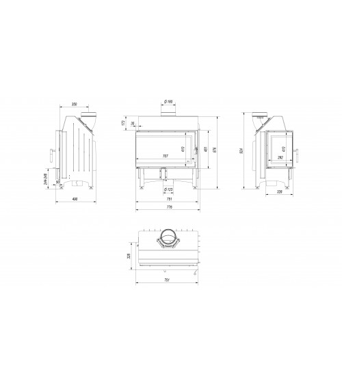 Insert cheminée ZIBI 12 BS DECO vitre à gauche