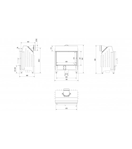 Inserto para chimenea ZIBI 12 BS DECO cristal en el lado izquierdo