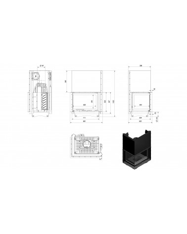 Insert cheminée ZUZIA 16 BS vitre à gauche ouverture relevable