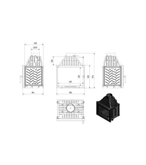 Inserire l'angolo camino Trivision 10 kw