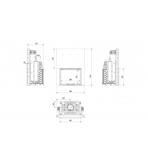 Inserire l'angolo camino Trivision 10 kw