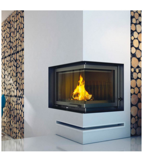 Inserto para chimenea ZUZIA 16 BS cristal en el lado izquierdo puerta de guillotina