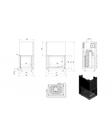 Inserire l'angolo camino Trivision 10 kw