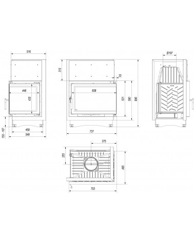 Insert cheminée ZUZIA ECO 12 DECO vitre à droite