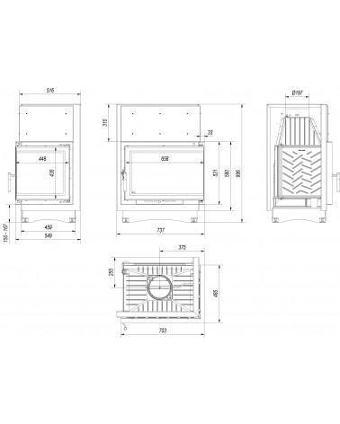 Insert cheminée ZUZIA ECO 12 DECO vitre à droite