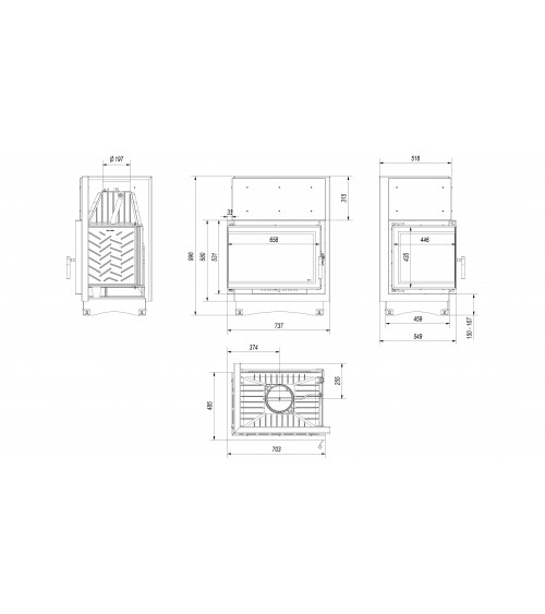 Insert cheminée ZUZIA ECO 12 BS DECO vitre à gauche