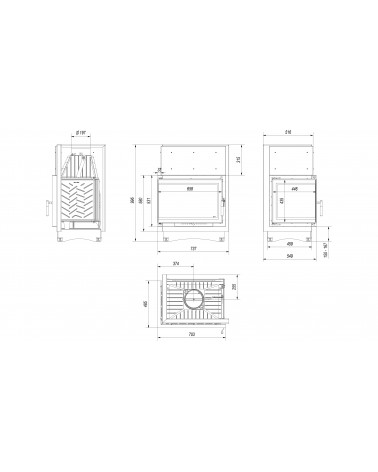 Inserto para chimenea ZUZIA ECO 12 BS DECO cristal en el lado izquierdo