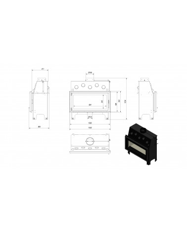 Inserire l'angolo camino Trivision 10 kw