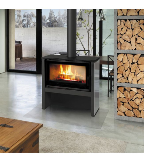 Poêle à bois avec turbines Louvre couleur noir et blanc 11 kW fabrication  européenne sur notre boutique en ligne