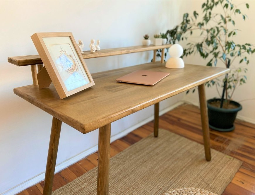 Bureau en bois, bureau en bois massif, bureau simple, travail à domicile,  petit bureau, 100x50 cm vogel S -  France