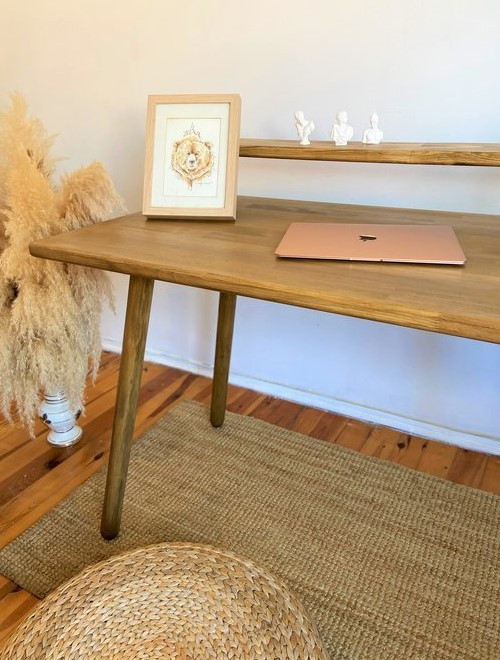 Homemania - HOMEMANIA Bureau Madelon avec Bibliothèque Intégrée, Étagères -  pour Bureau, Chambre - Noyer, Blanc en Bois, 120 x 60 x 151,8 cm - Bureaux  - Rue du Commerce