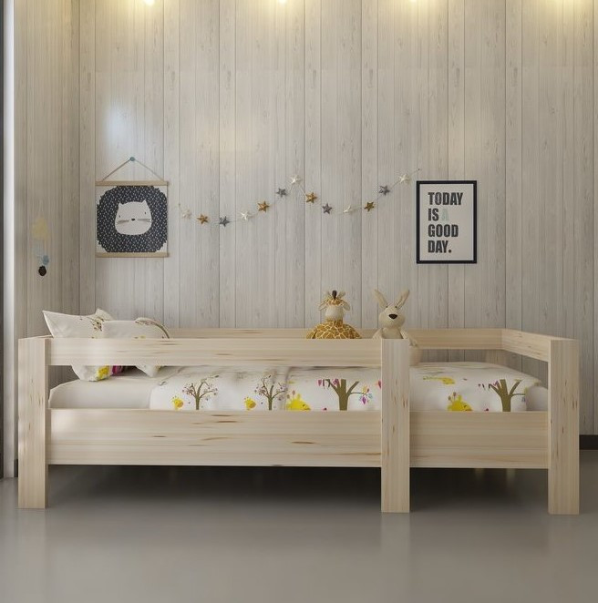 Cama infantil Montessori con colchón - Kyou, 100% madera maciza