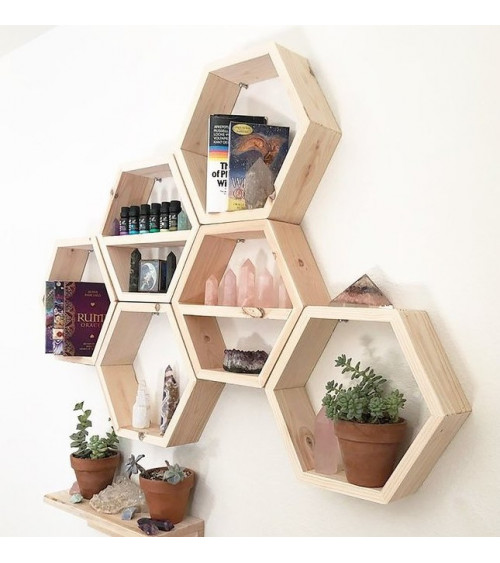 Étagère hexagonale 6 pièces DECOR 252 en bois 42 x 10 cm