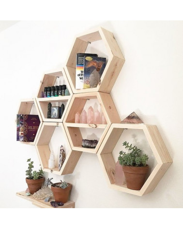 Étagère hexagonale 6 pièces DECOR 252 en bois 42 x 10 cm