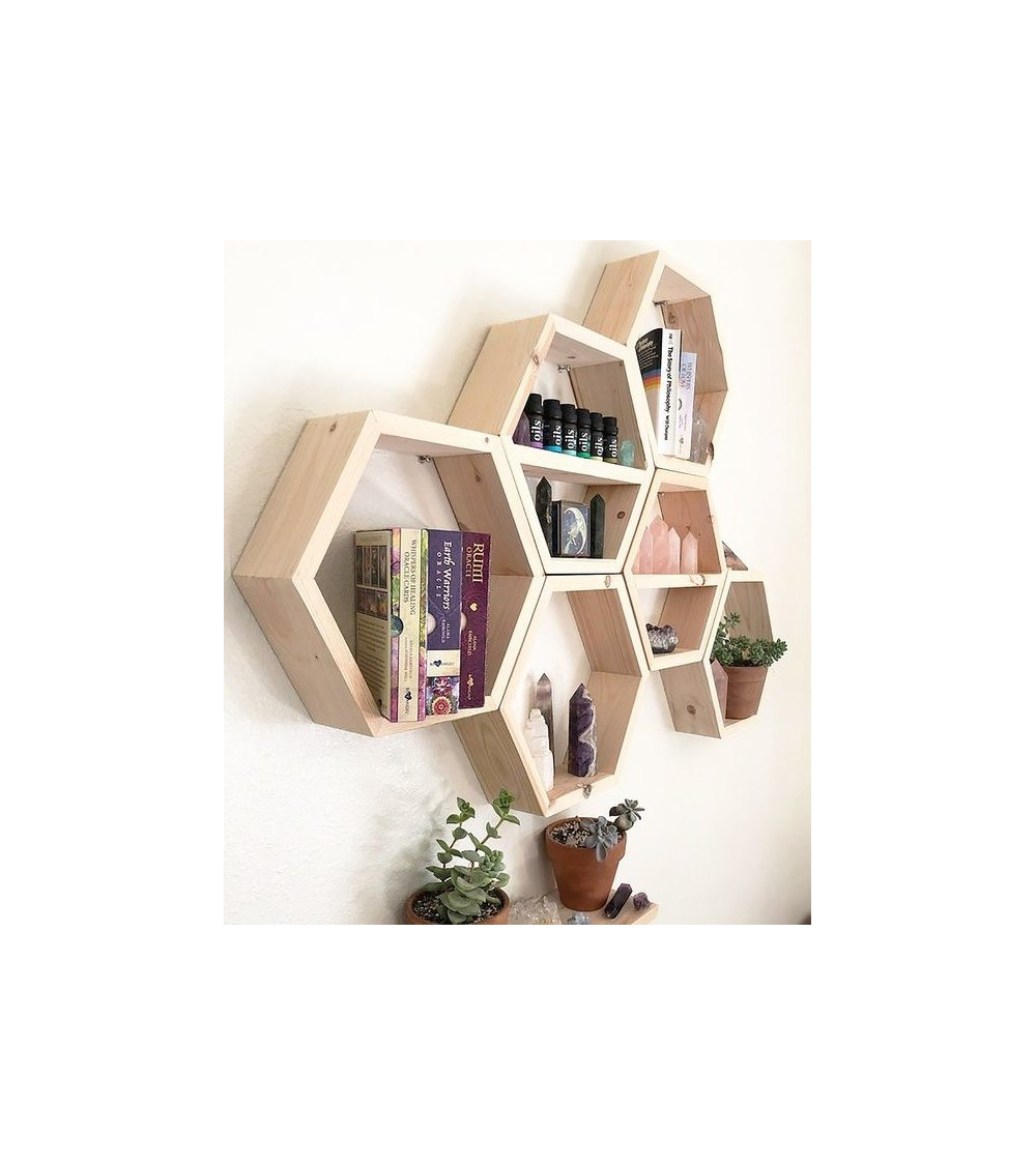 DECOR 252 6-delige zeshoekige houten plank 42 x 10 cm