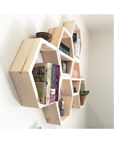 Étagère hexagonale 6 pièces DECOR 252 en bois 42 x 10 cm