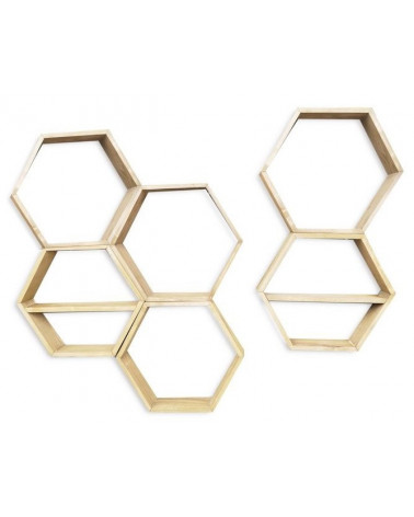 Étagère hexagonale 6 pièces DECOR 252 en bois 42 x 10 cm