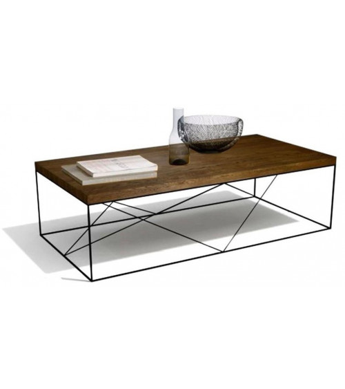 Table basse en bois et métal 40 x 60 cm