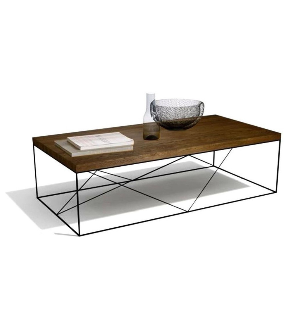 Houten en metalen salontafel 40 x 60 cm