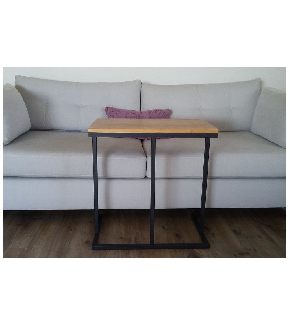 Mesa auxiliar en madera y metal LOFT 60 x 40 cm