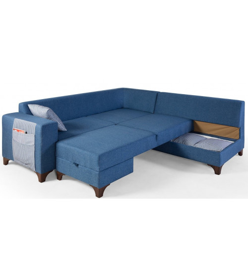 Conjunto de sofá triple convertible y butaca ENZO azul