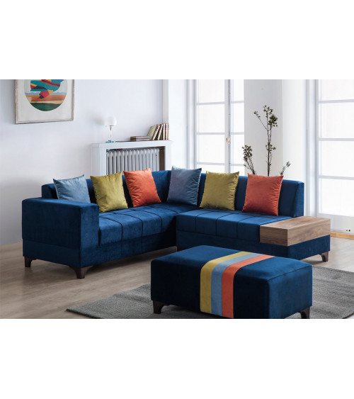 Canapé d'angle AZRA bleu 210 x 205 cm