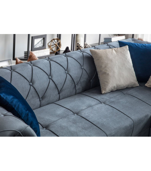 Canapé d'angle convertible CHESTER ASYA gris 230 cm