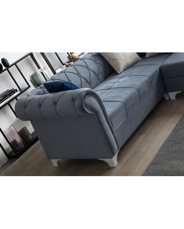 Canapé d'angle convertible CHESTER ASYA gris 230 cm