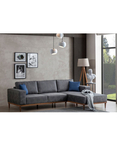 Canapé d'angle SMART gris 265 x 182 cm