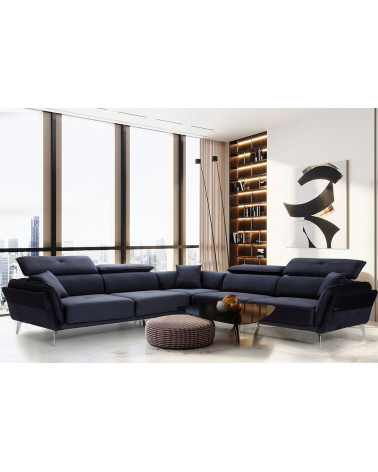 Canapé d'angle électrique ENZO bleu 315 x 315 cm