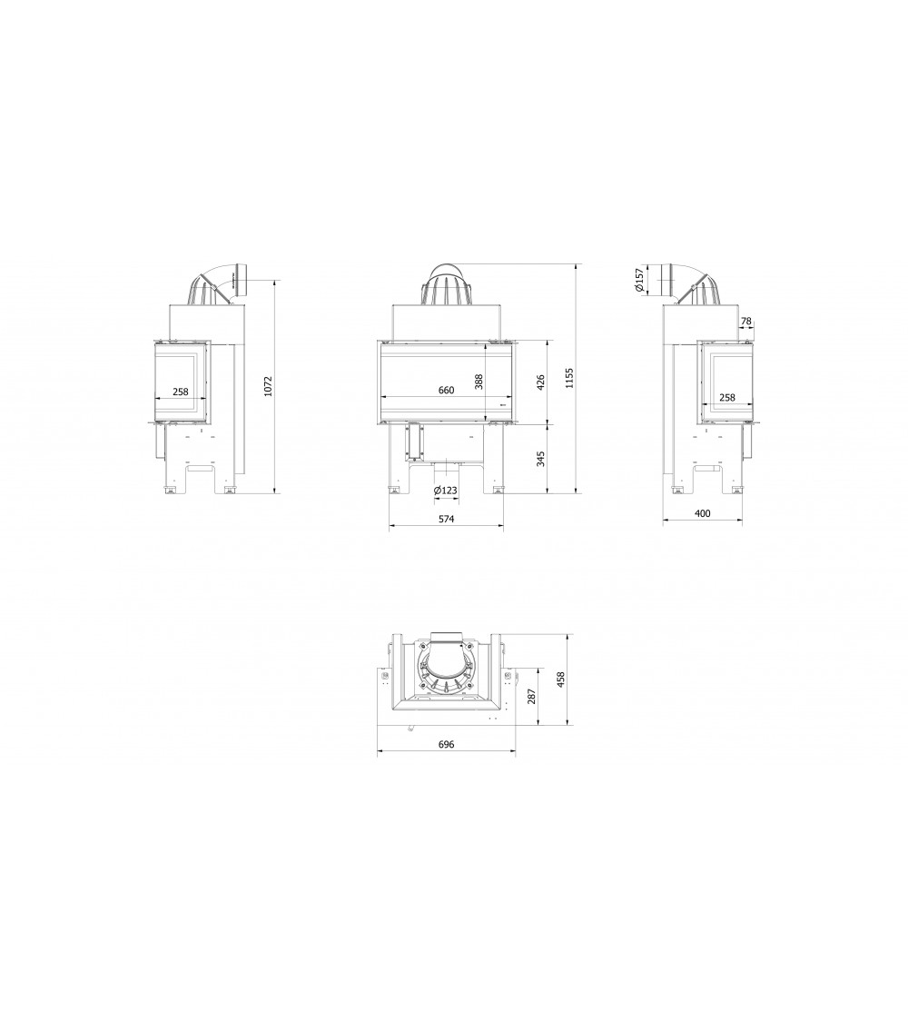 Insert cheminée NBC/BSL/P/680/280 3 côtés vitrés