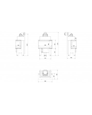 Insert cheminée NBC/BSL/P/680/280 3 côtés vitrés