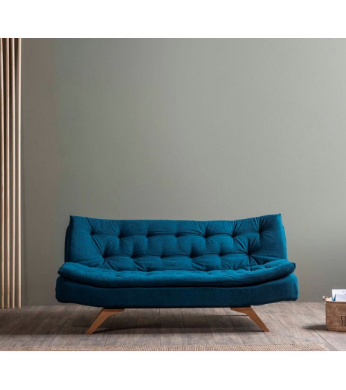 Canapé triple convertible SALLY 194x90 cm bleu pétrole