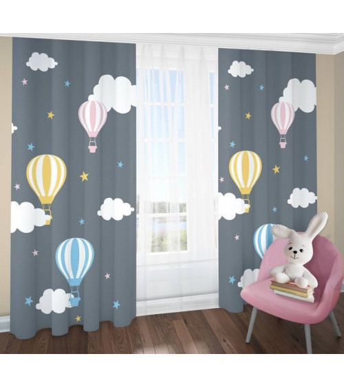 Rideau simple voilage BALLONS pour chambre d'enfant en plusieurs dimensions