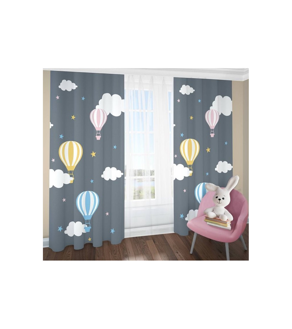 Rideau simple voilage BALLONS pour chambre d'enfant en plusieurs dimensions