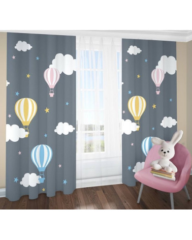 Rideau simple voilage BALLONS pour chambre d'enfant en plusieurs dimensions